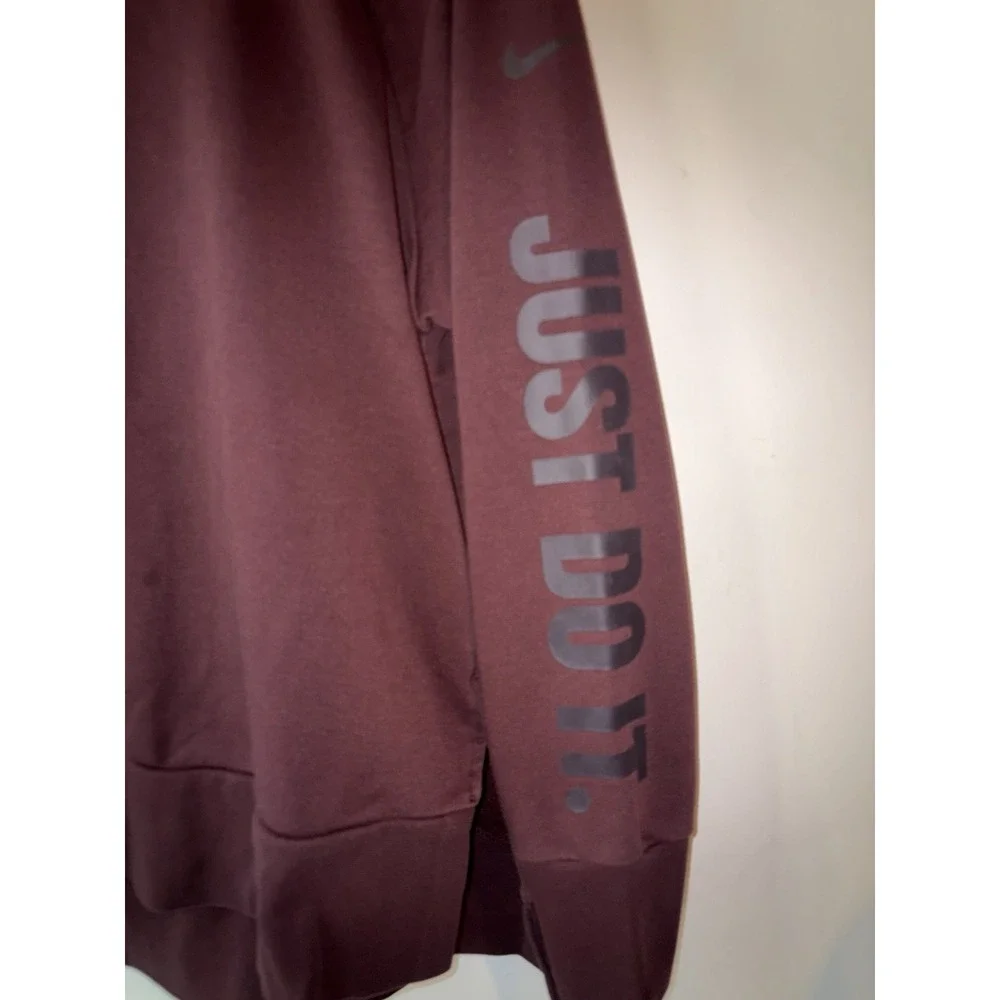 Nike Dri-FIT Just Do It Hoodie Burgundy Pullover Sweatshirt Women's M
